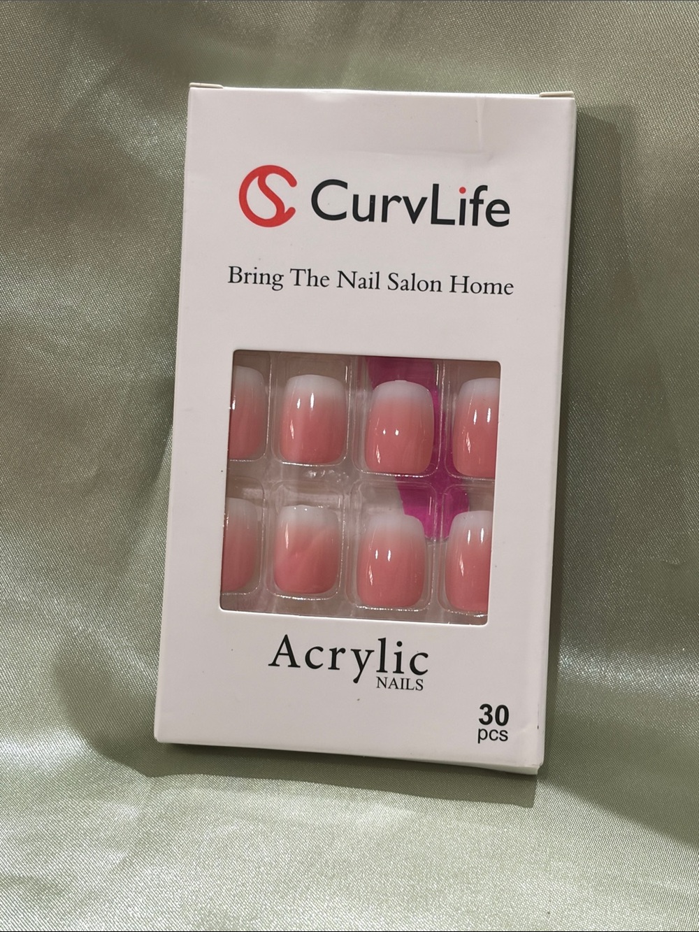 Pink French Manicure Acrylic Press-On Nails